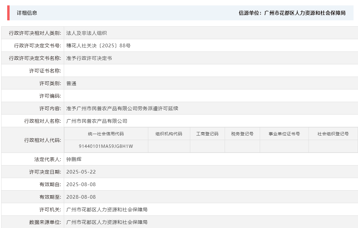 5.22准予广州市民普农产品有限公司劳务派遣许可延续.png